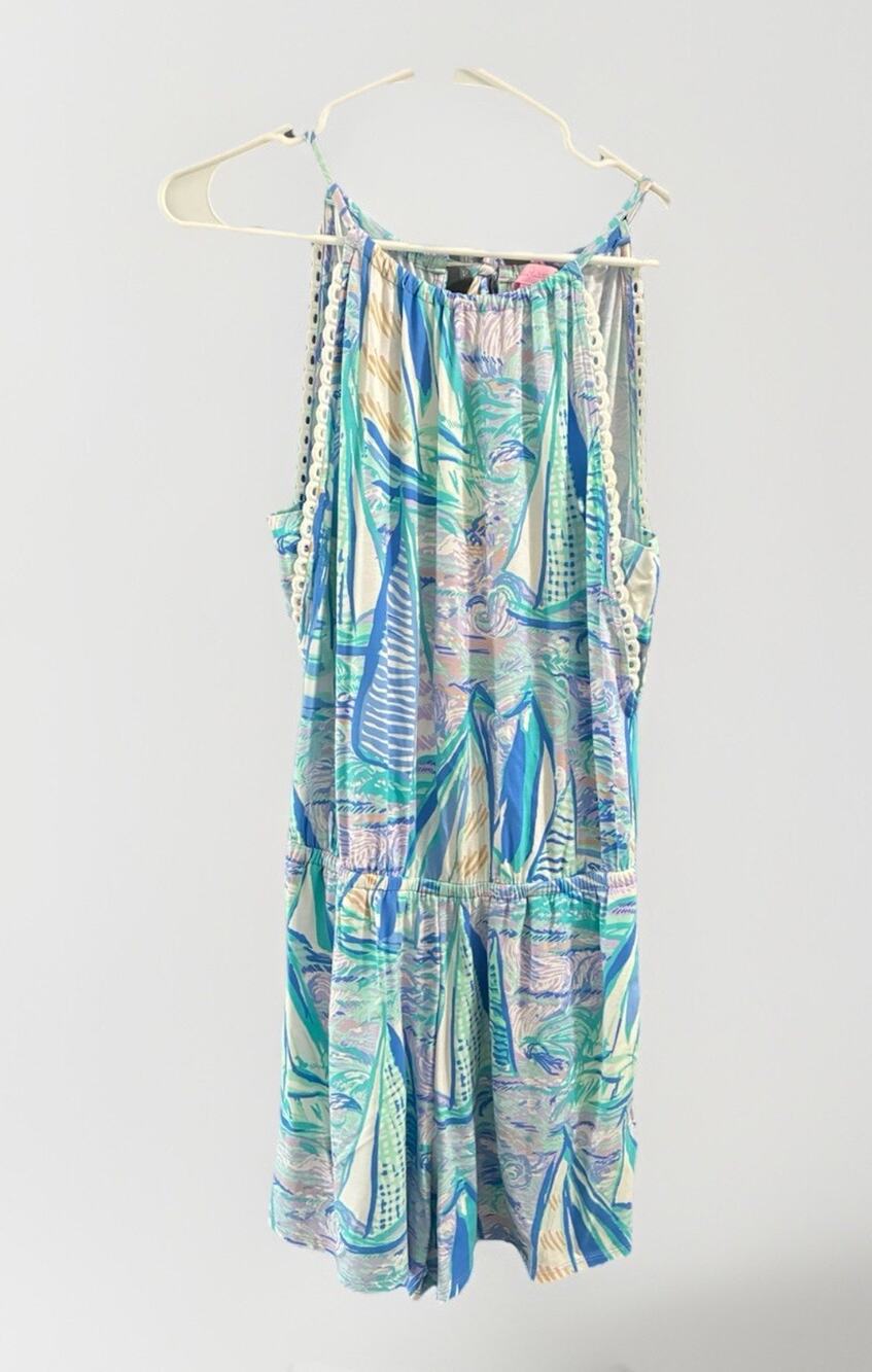 Lilly Pulitzer Gianni Romper, Aboat Time Size Small Sailboats